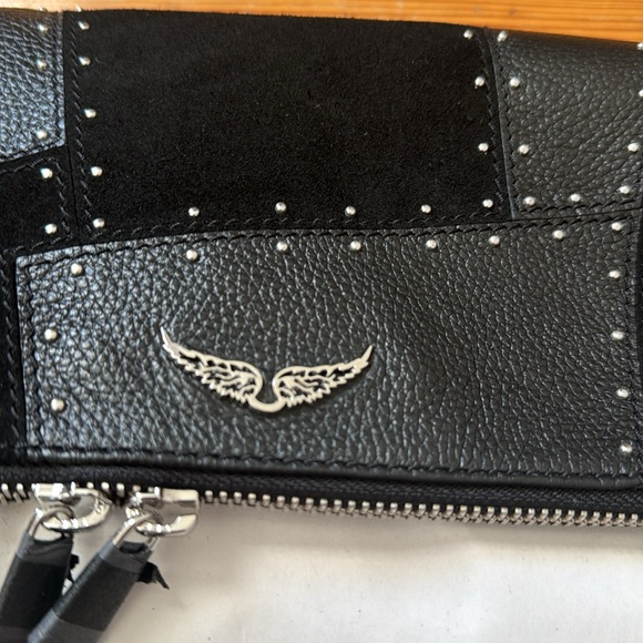 Zadig & Voltaire Black Suede & Pebbled Leather  Studded Rocky Patchwork Bag - Picture 4 of 16